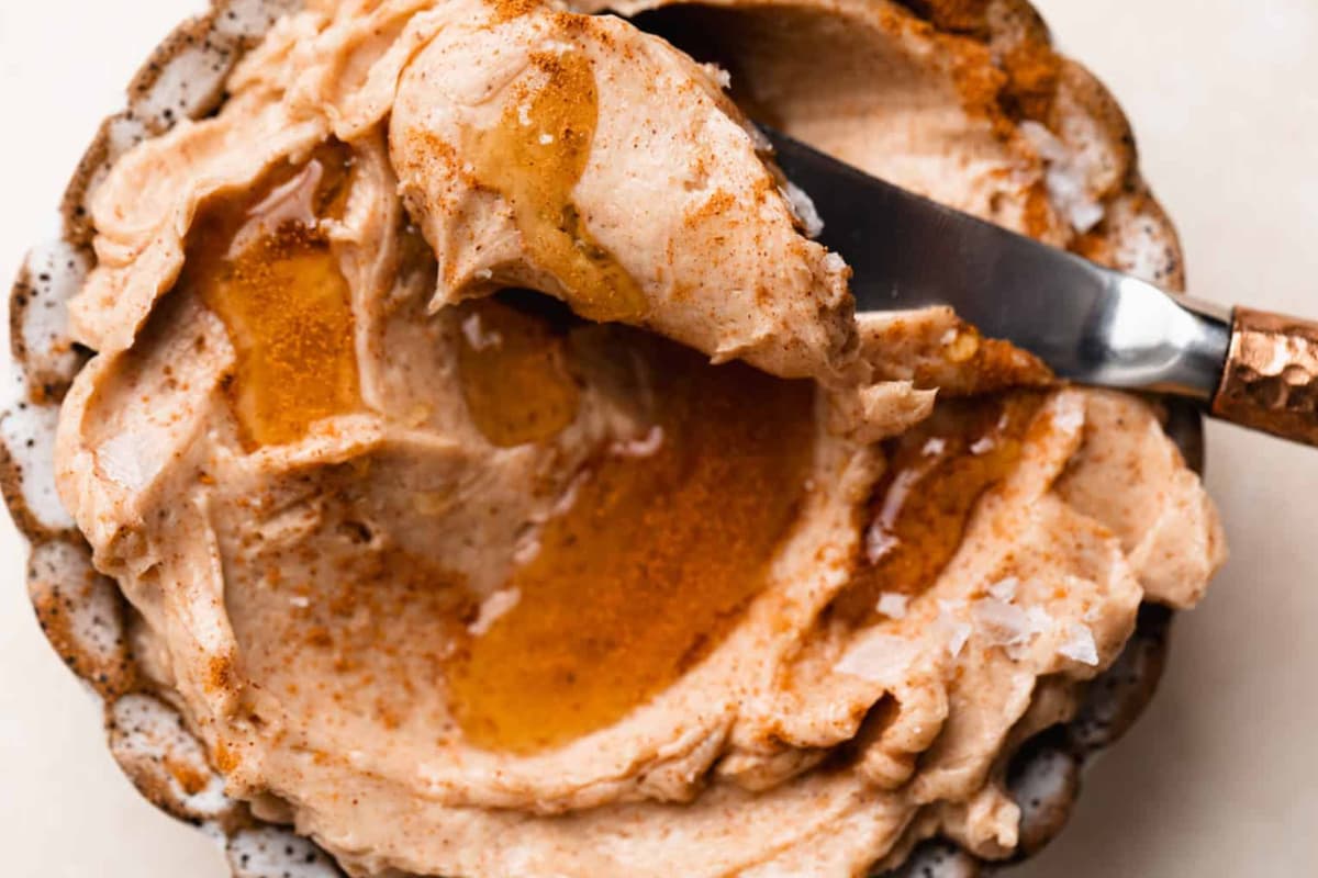 A dish of Whipped Cinnamon Honey Butter.