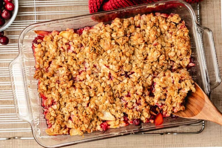 A dish of Cranberry Apple Crisp.