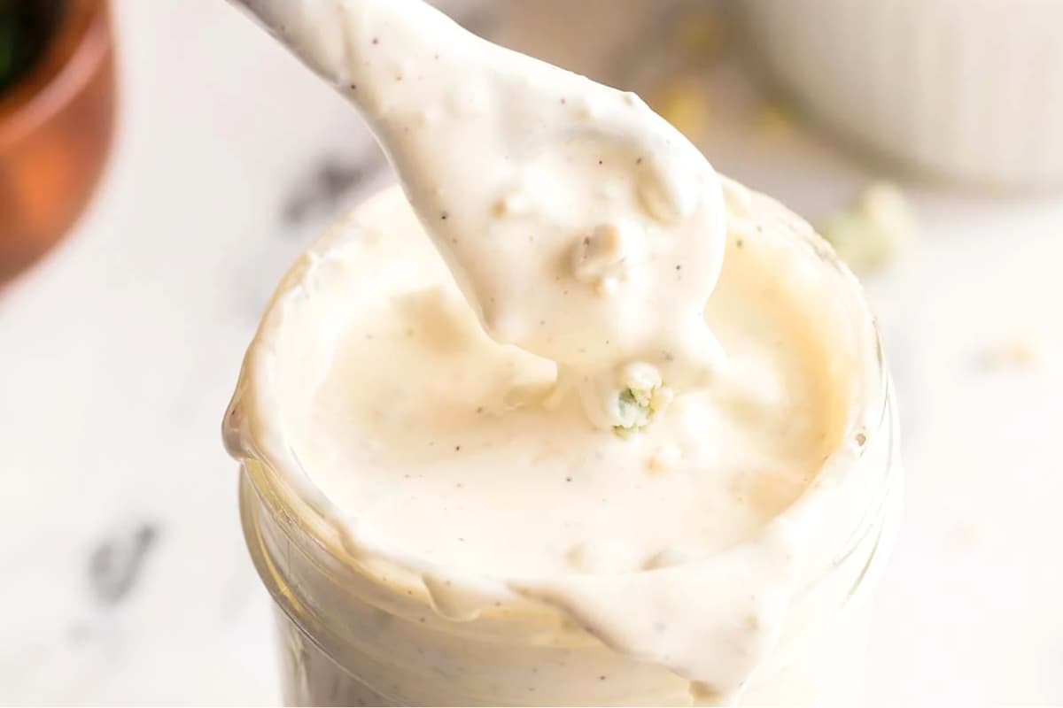 A jar of Blue Cheese Dressing.