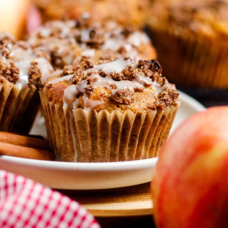 A plate of gluten free apple muffins.