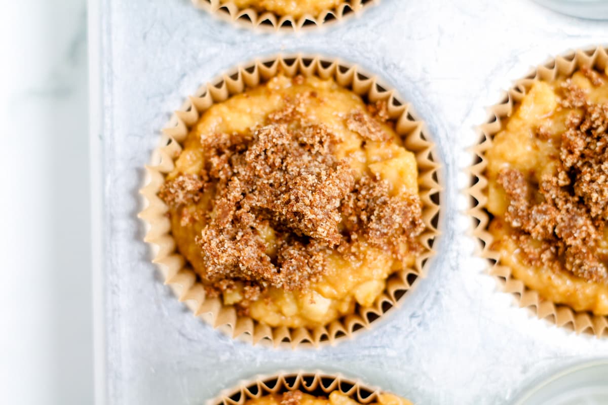 Batter in a muffin tin.