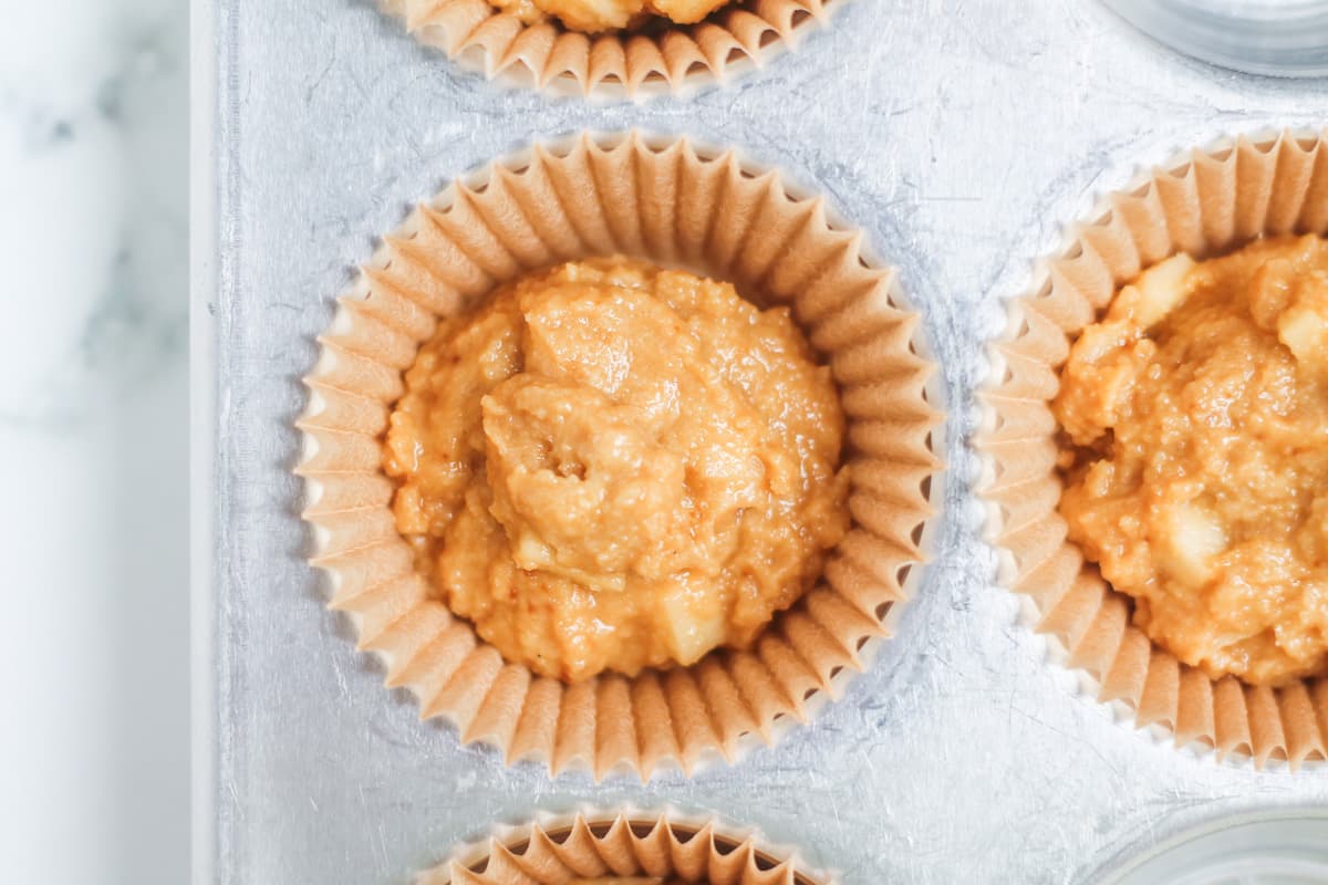 Batter in a muffin tin.