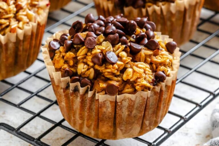 A rack of Baked Pumpkin Oatmeal.