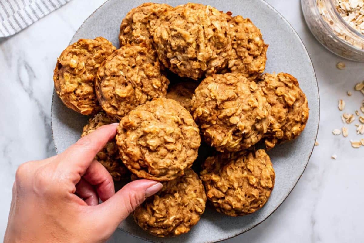 A plate of Healthy Apple Muffins with Greek Yogurt.