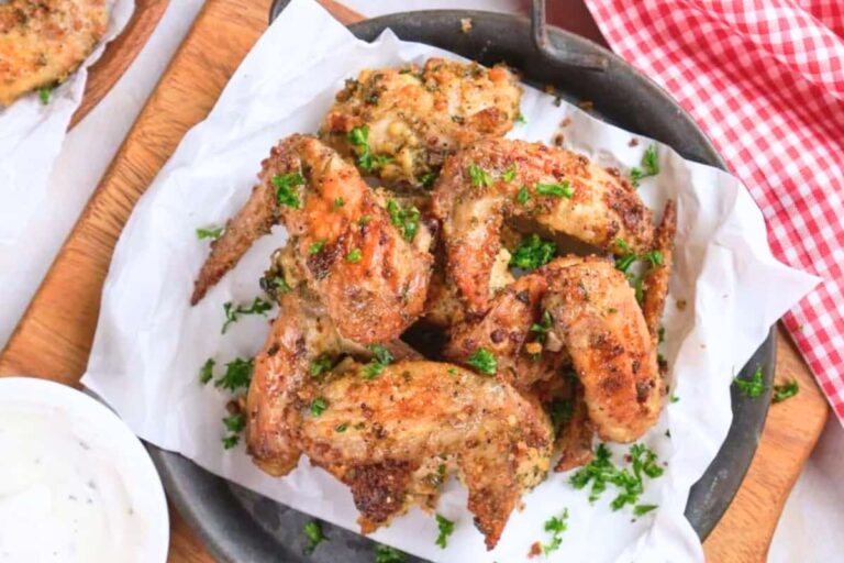 A plate of Parmesan Chicken Wings.