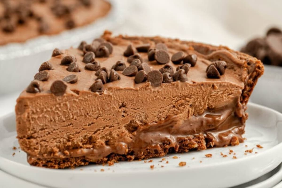 A plate of Frozen Chocolate Mudslide Pie.