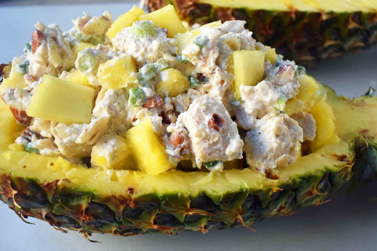 A plate of Healthy Tropical Chicken Salad.