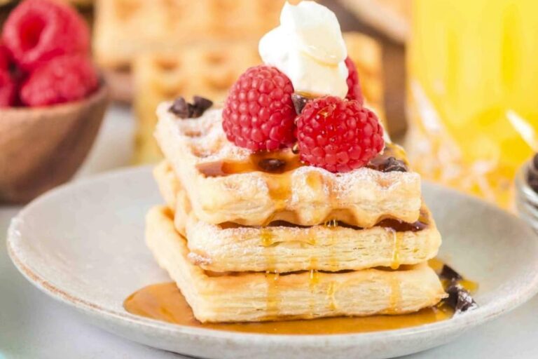 A plate of Puff Pastry Waffles.