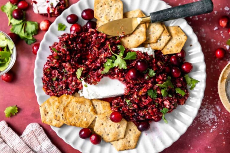 A plate of Cranberry Salsa.