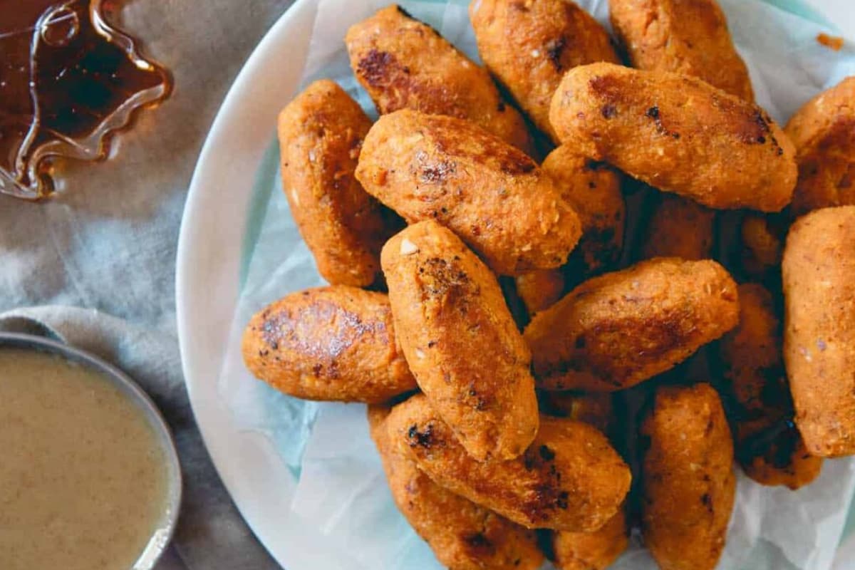 A plate of Sweet Potato Tots.
