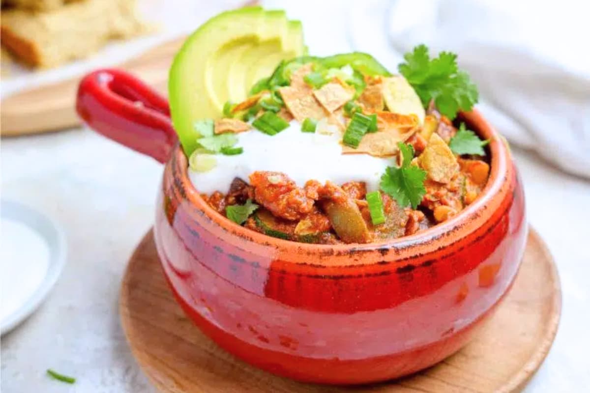 A bowl of Easy Vegan Chili.
