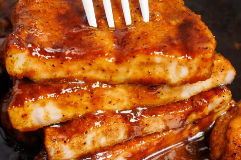 A dish of Honey Garlic Pork Chops.