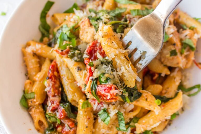 A bowl of Instant Pot Marry Me Chicken Pasta.