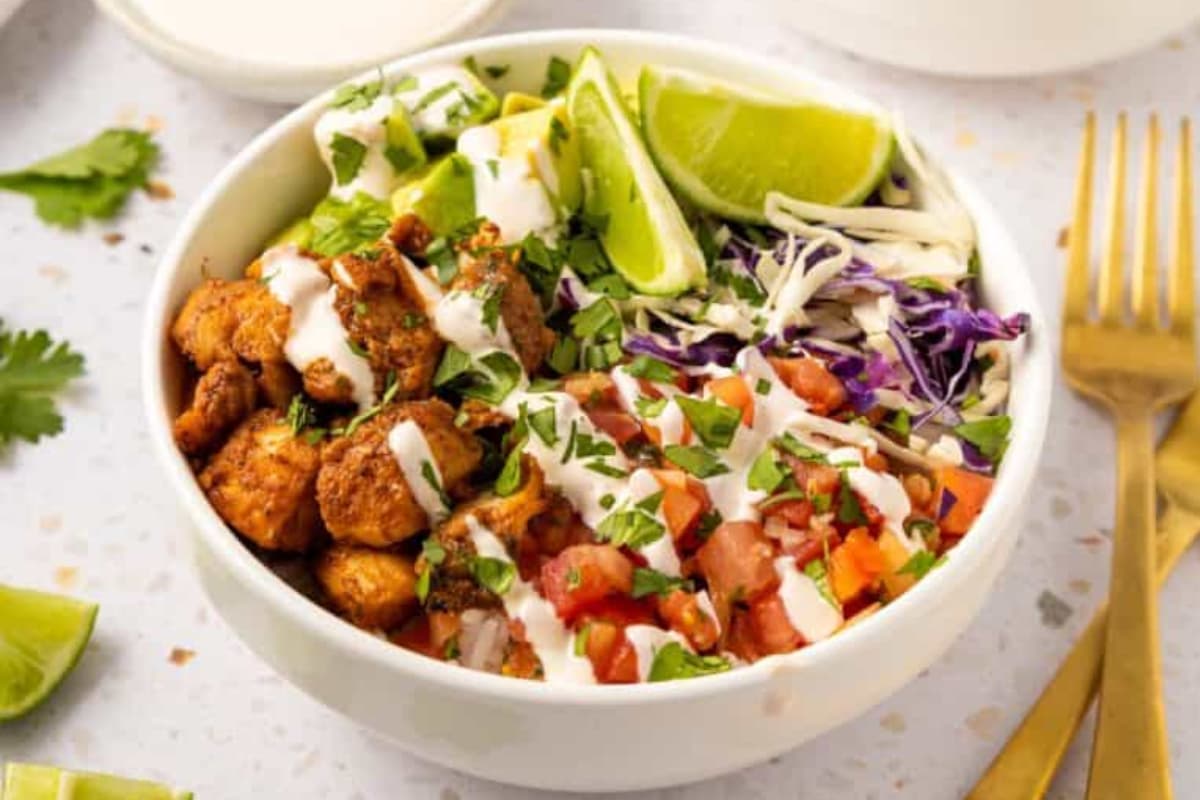 A bowl of Fish Taco Bowls.