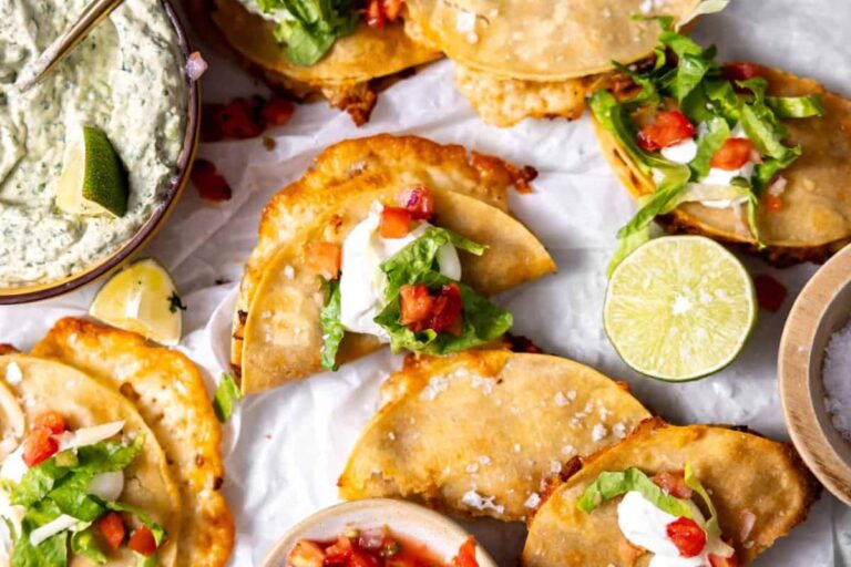 A plate of Crispy Ground Turkey Tacos.