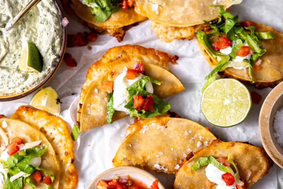 A plate of Crispy Ground Turkey Tacos.