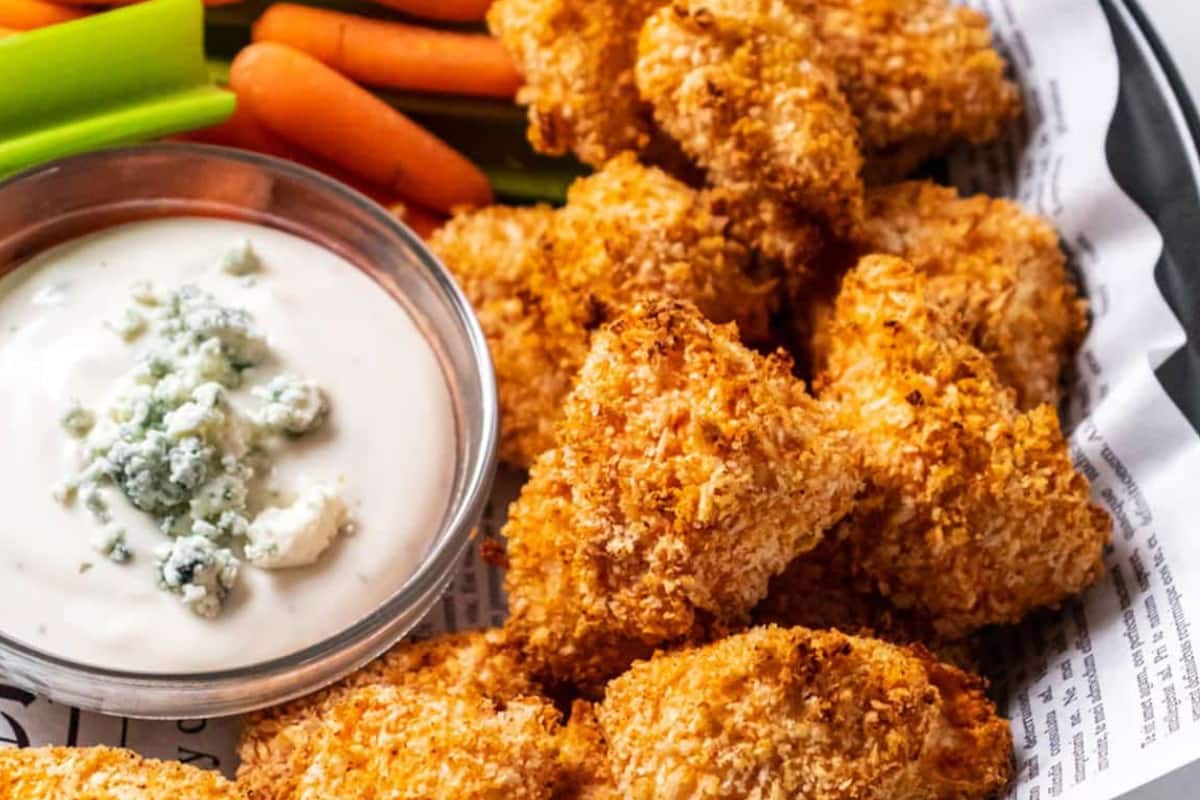 A plate of Air Fryer Buffalo Chicken Bites.
