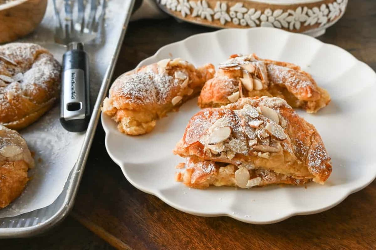 A plate of Easy Almond Croissants.