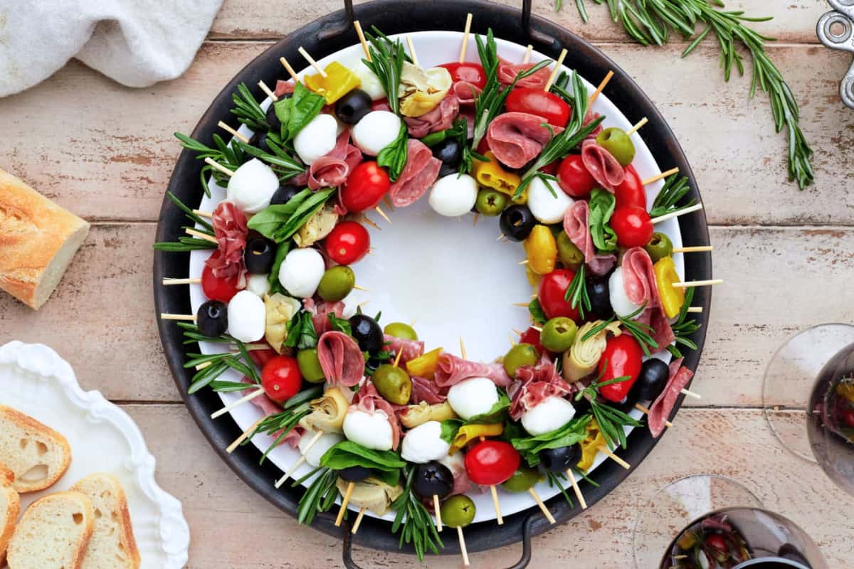 A plate of Charcuterie Wreath.