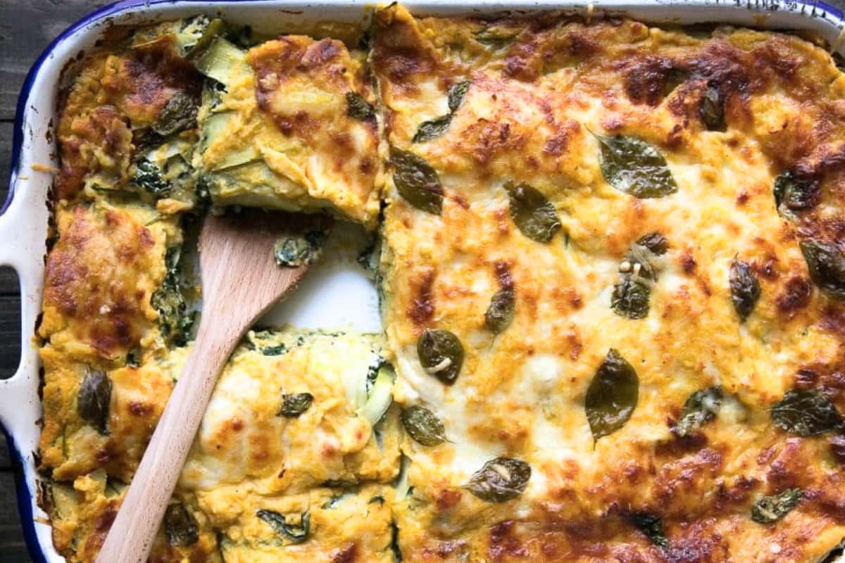 A dish of Butternut Squash Lasagna.