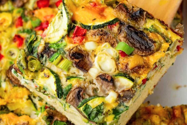 A dish of Protein Packed Veggie Egg Bake.