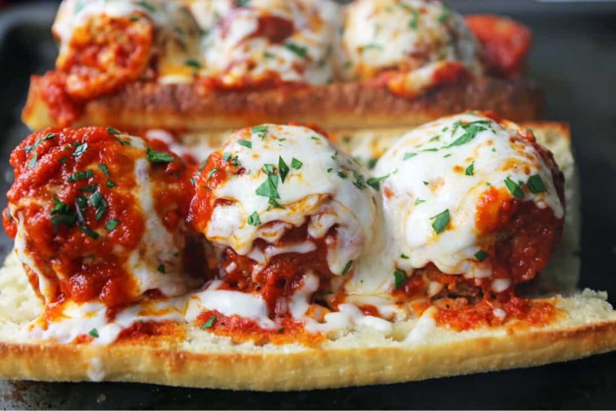 A plate of Italian Meatball Subs.
