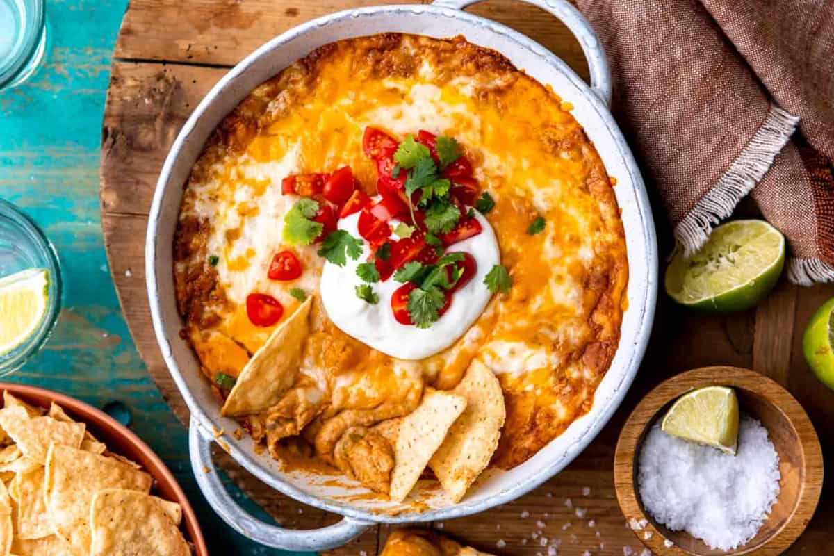 A dish of Spicy Bean Dip.