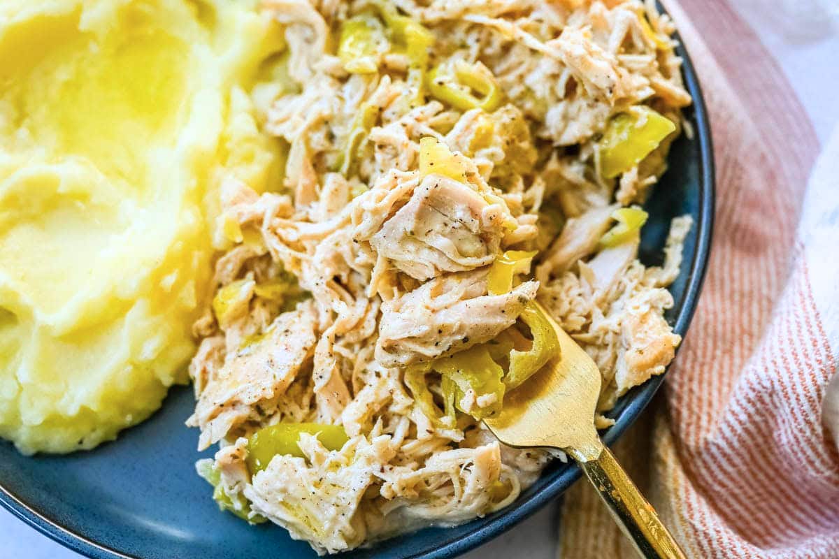 A plate of Slow Cooker Boursin Chicken.