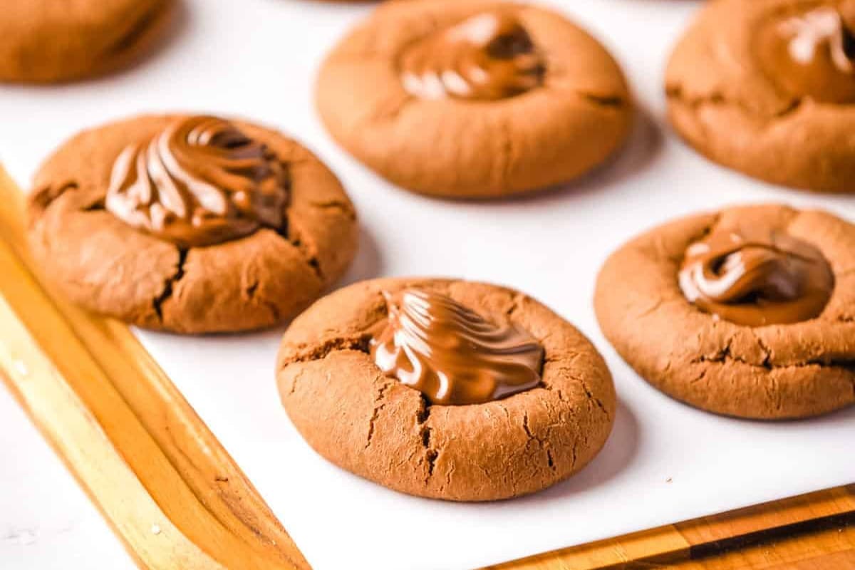 A plate of 3 Ingredient Nutella Cookies.