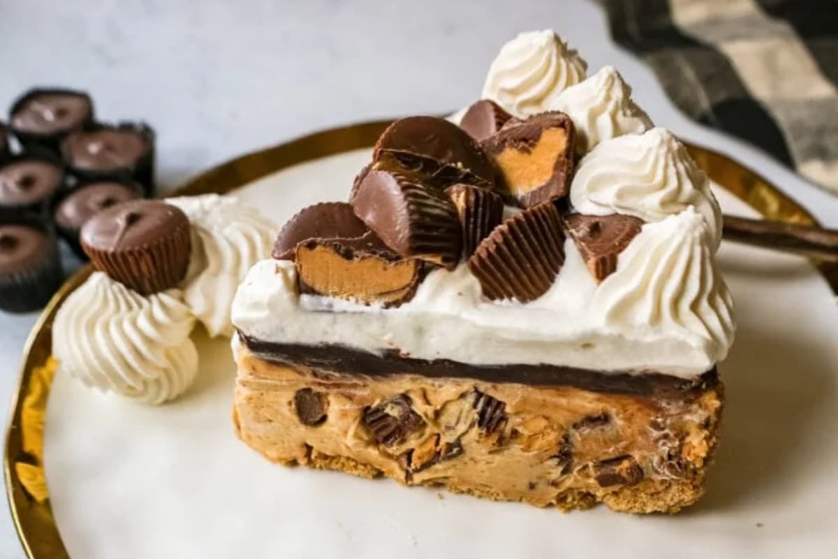 A plate of Chocolate Peanut Butter Pie.