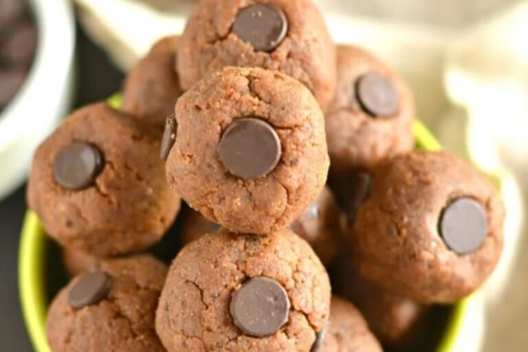 A dish of Chocolate Peanut Butter Protein Balls.
