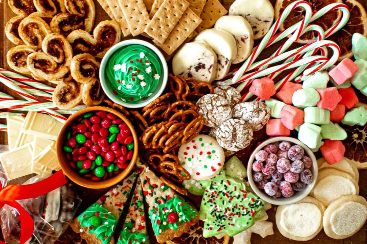 A plate of Christmas Charcuterie Board.