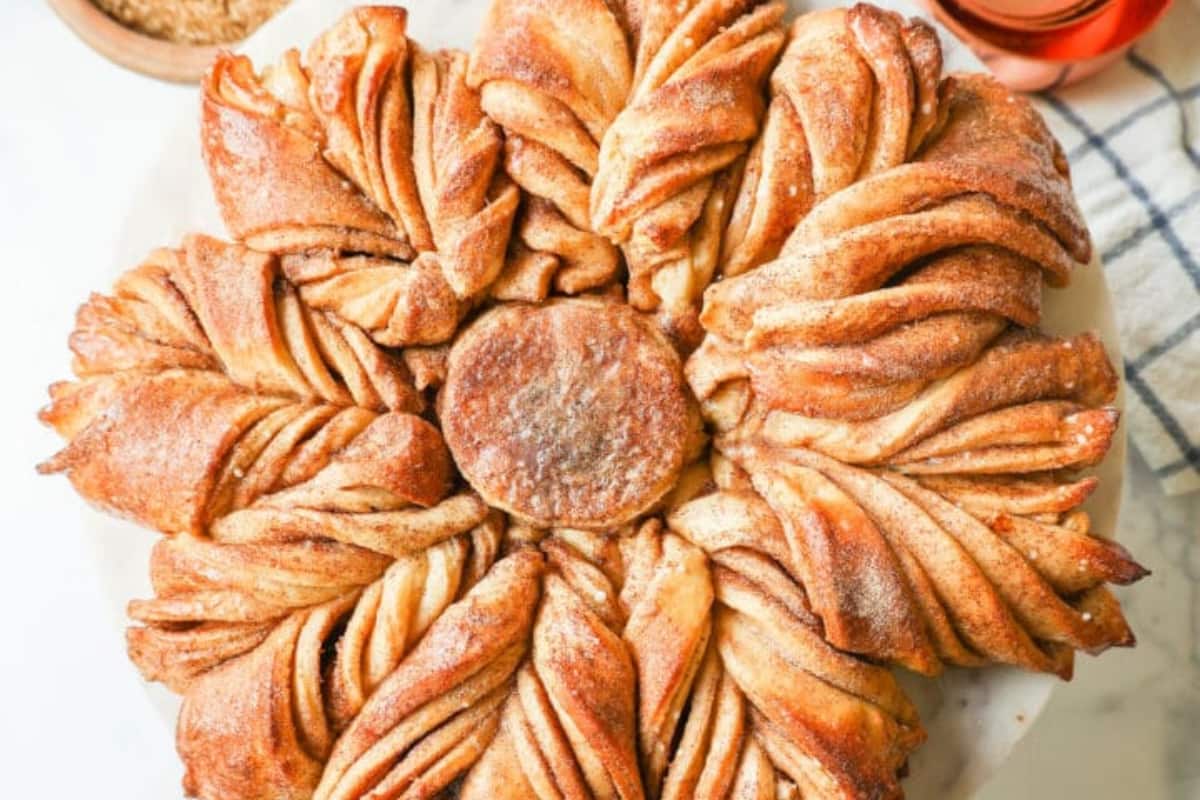 A plate of Cinnamon Sugar Star Bread.