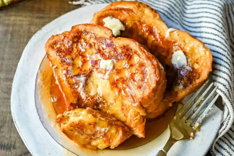 A plate of the Best French Toast Recipe.
