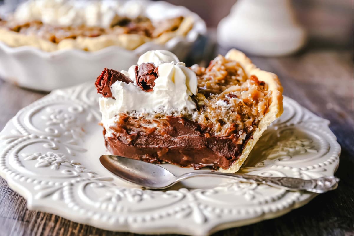 A plate of German Chocolate Pie.