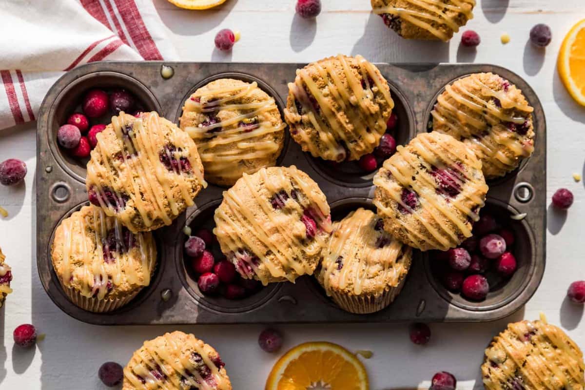 A tin of Cranberry Orange Muffins.