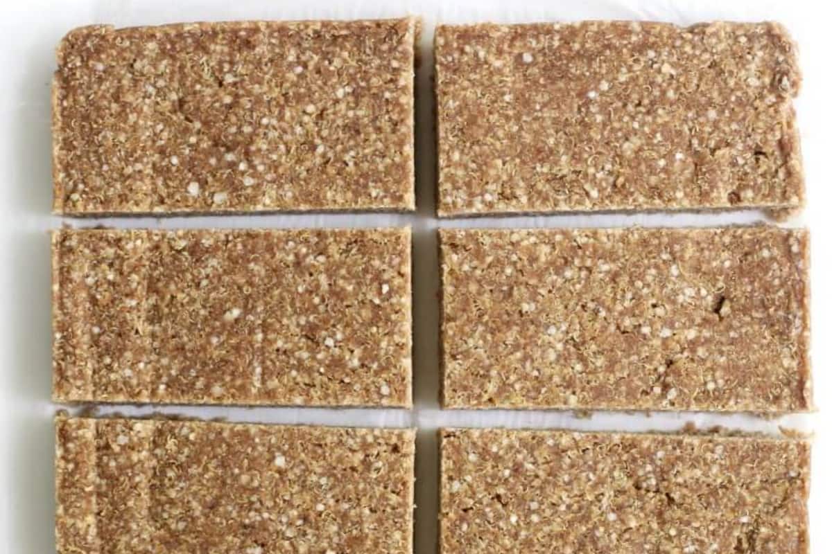 A plate of Oat-Free No-Bake Granola Bars.