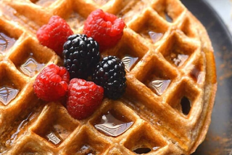 A plate of Low Calorie Protein Waffles.