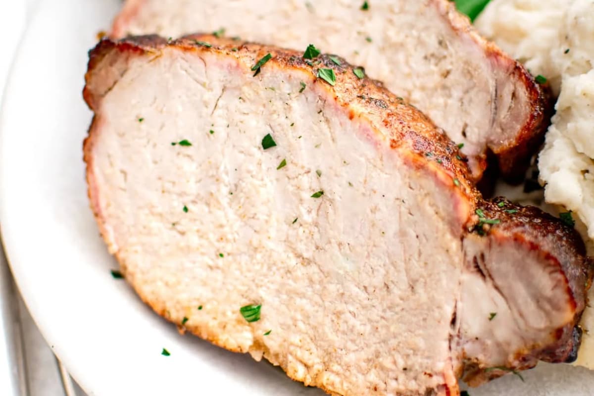 A plate of How to Cook Oven-Roasted Pork Loin.