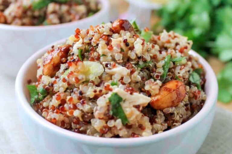 A bowl of Lemon Chicken Quinoa Salad.