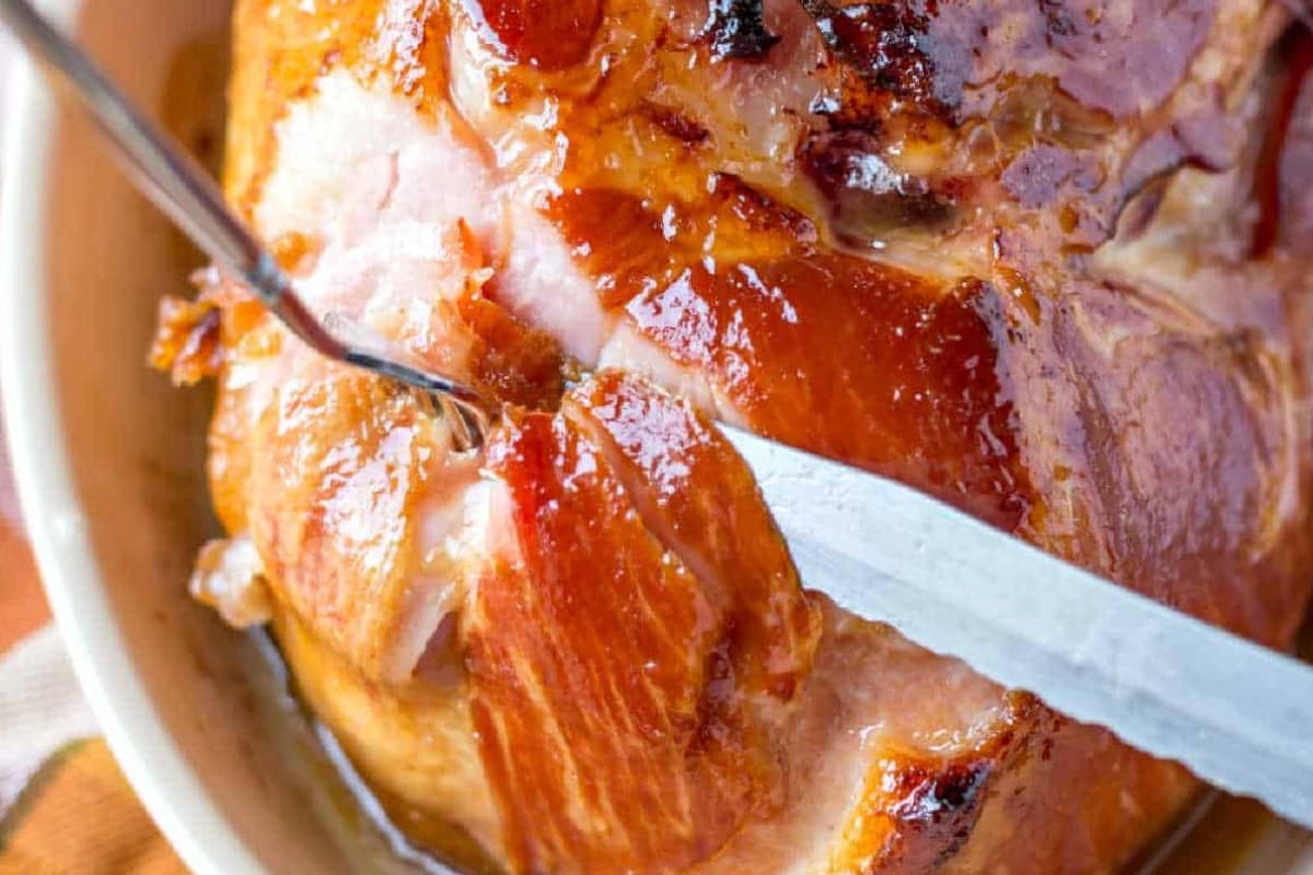 A dish of Maple Glazed Ham.