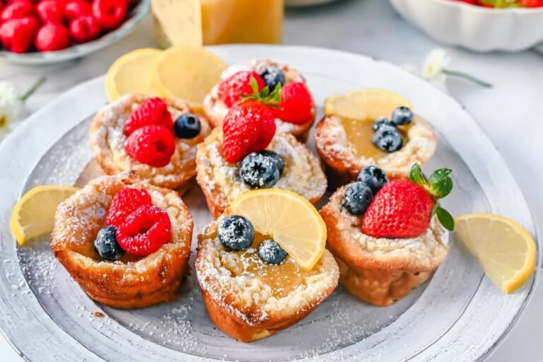 A plate of Mini Dutch Baby Pancakes.