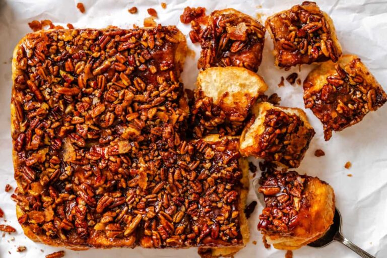 A dish of Easy Overnight Sticky Buns.