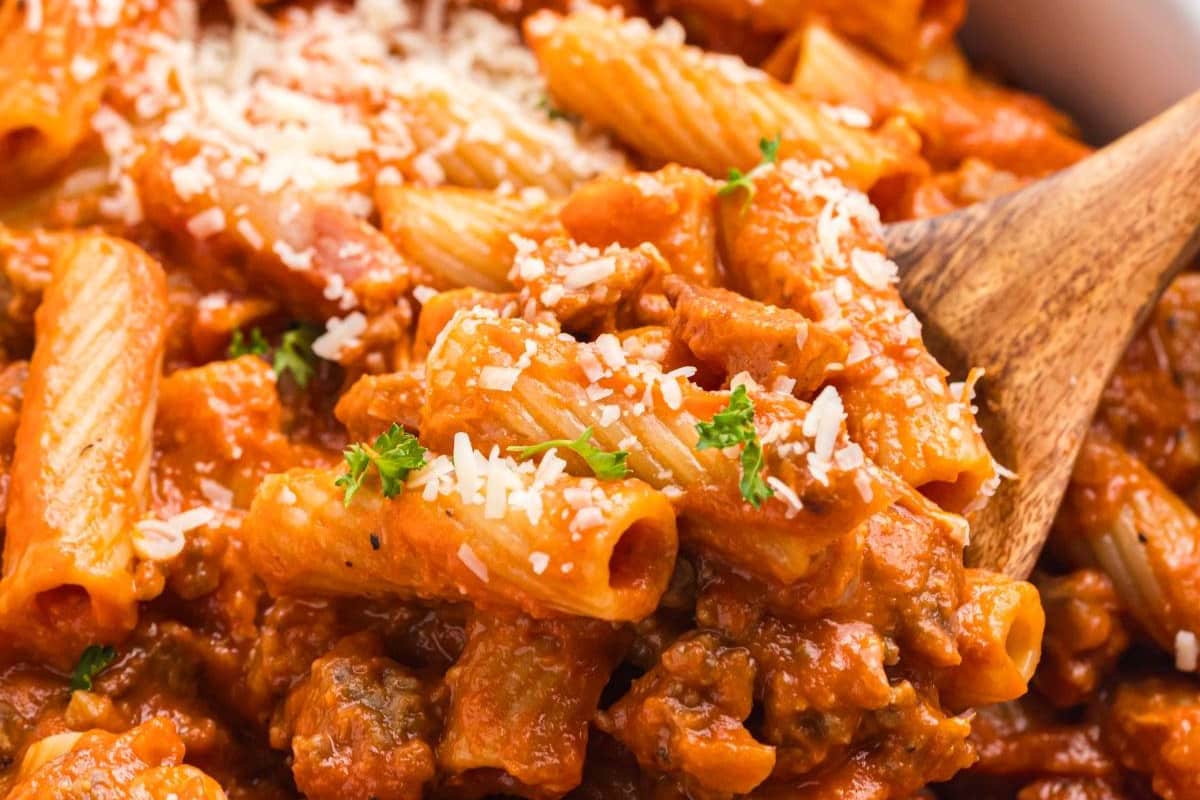 A dish of Pasta alla Zozzona.