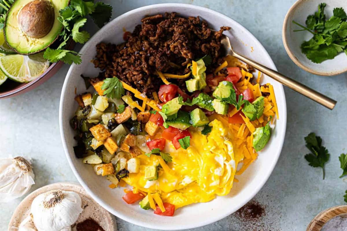 A bowl of Mexican Breakfast Bowls.