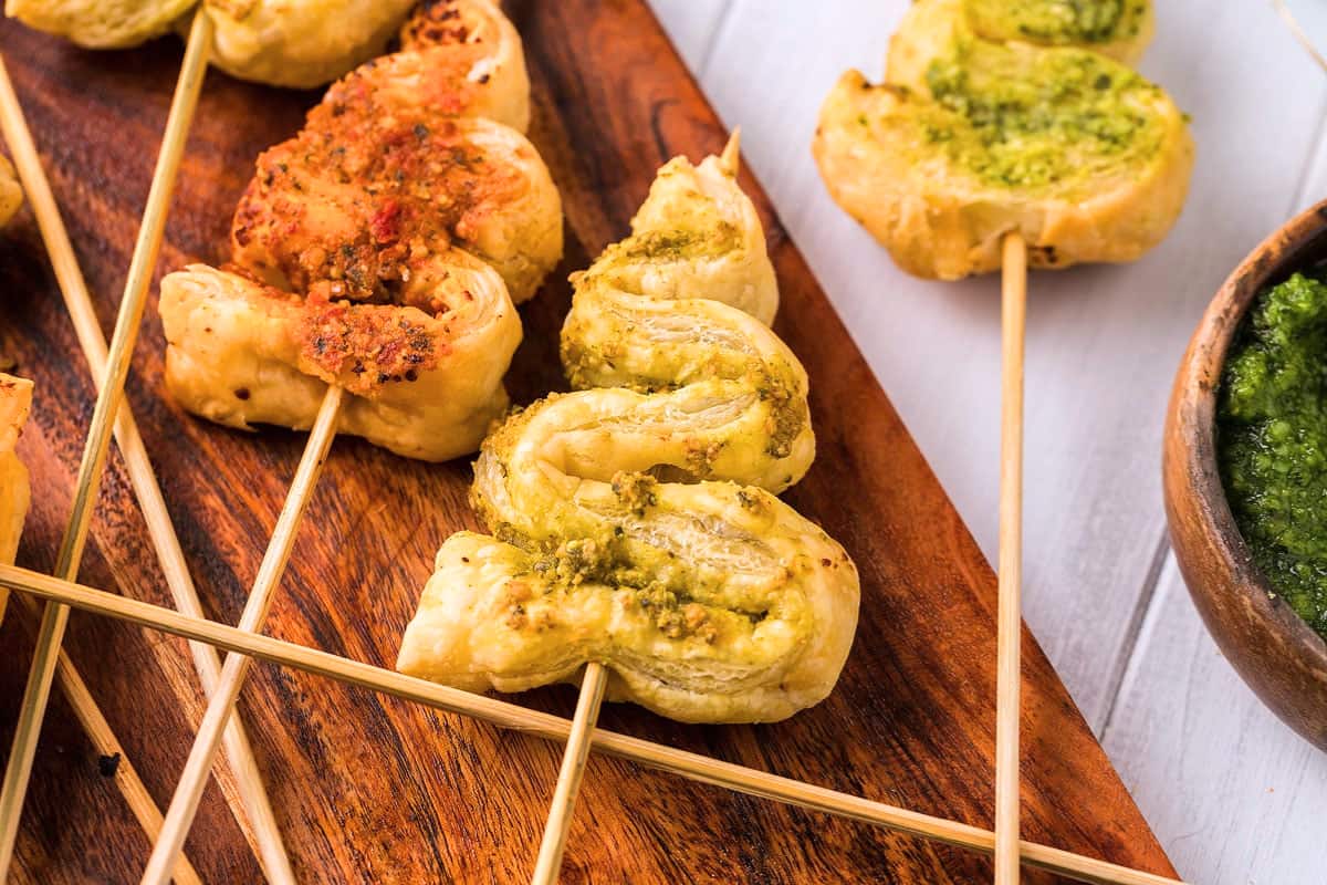 A board of Pesto Puff Pastry Christmas Trees.