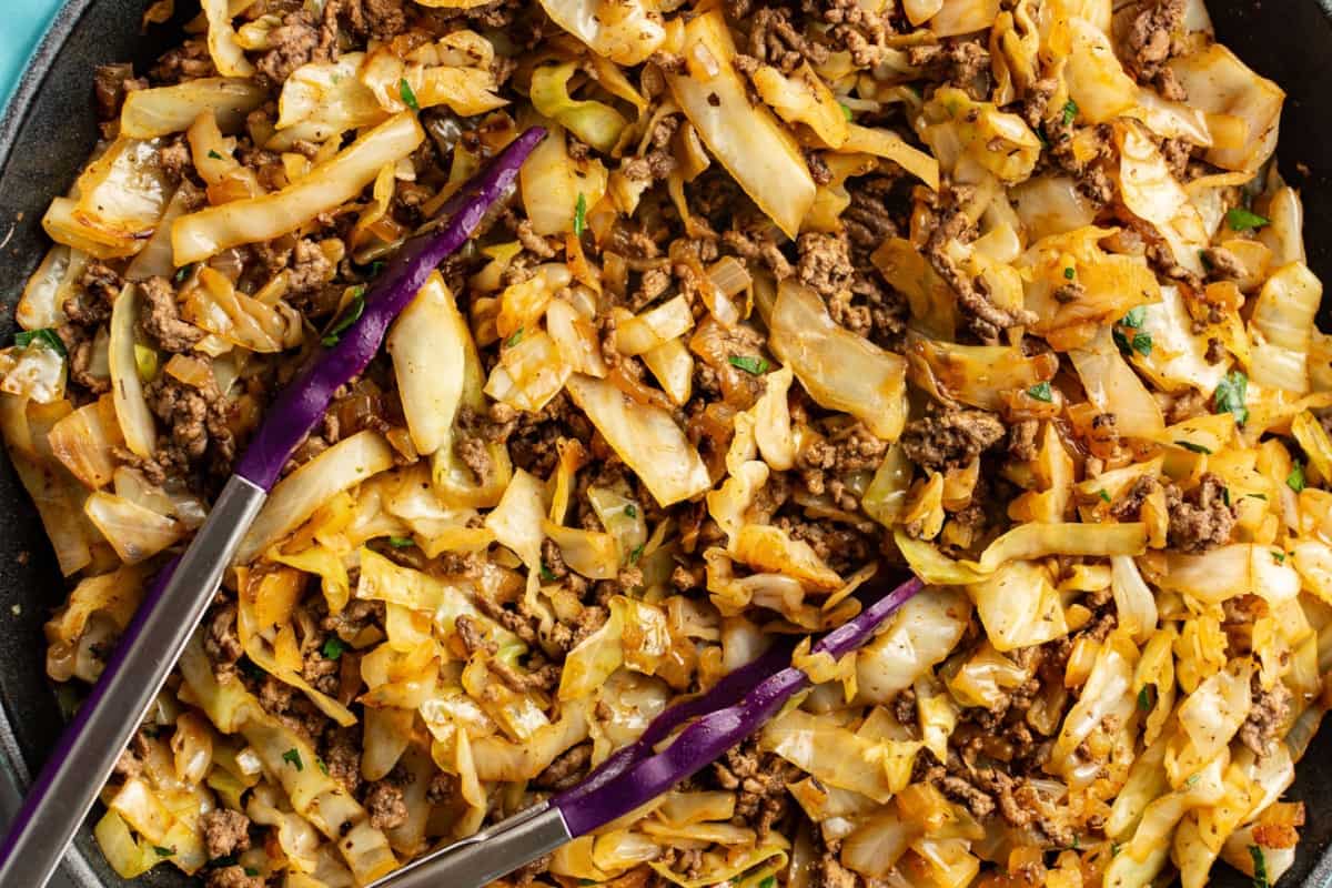 A dish of Ground Beef and Cabbage.