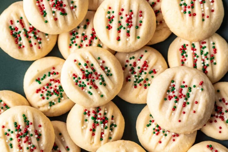 A plate of Whipped Shortbread Cookies.