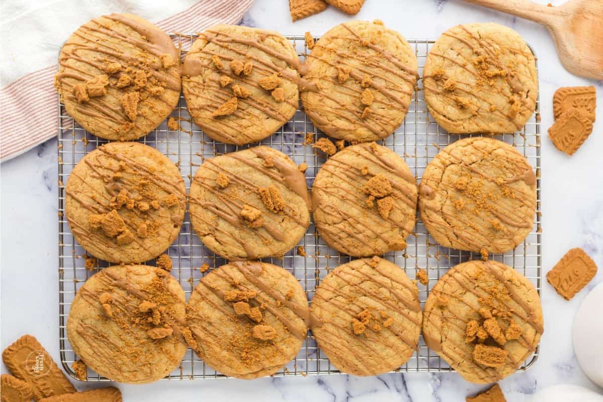 A tray of Biscoff Stuffed Cookie Butter Cookies.
