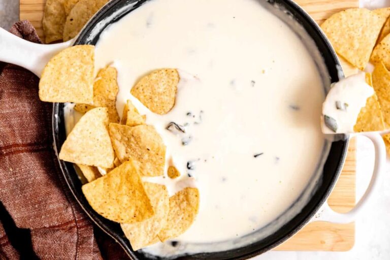 A dish of White Queso Dip.